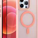 Pink Case for iPhone 12 Pro Max Case [Compatible with MagSafe] for Women Girls, Metal Buttons and Camera Lens Protecion Frame, Soft Bumper Magnetic Protective Cover, Light Baby Pink