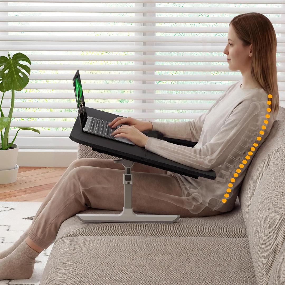 Lap Desk for Bed & Couch, Couch Lap Desk for Adults with Arm Rest, Ergonomic Laptop Desk, Adjustable Height & Angle Bed Table for Working, Reading & Gaming