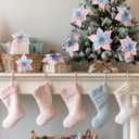 Giegxin 6 Pcs Candy Christmas Tree Poinsettia Flower 7.87 Inch Pastel Christmas Artificial Poinsettia Ornaments Macarons Xmas Tree Floral Decoration Flowers for Party DIY Holiday Wreath Decor