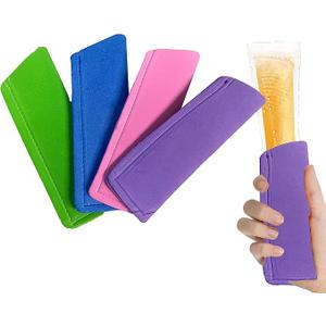 Black Duck Brand Ice Pop Sleeves, 4-Pack Popsicle Holder Bags, Original EVA Freezer Popsicle Covers, 4 Original Colors (4)