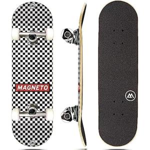 Magneto Complete Skateboard | 6-Layer Canadian Maple Double Kick Concave Deck | Beginners, and Teens