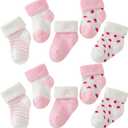5 Pairs Unisex Baby Terry Cloth Socks Newborn Baby Winter Socks Infant Soft Warm Socks Newborn Girl Boy Ankle Socks Pink