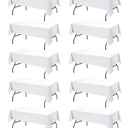 Dailyset 10Pack White Tablecloths for Rectangle Tables, 60 x 102 Inches, StainResistant Polyester Fabric for 6 Foot Tables  Washable Table Covers for Weddings, Banquets, Birthday, Parties, Events