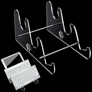 Taiyin Acrylic Keyboard Display Stand Holder Mechanical Computer Stand Shelf for Desk Transparent Acrylic 3 Tier Keyboards Storage Holder Tray for Computer Tablet Picture Frame