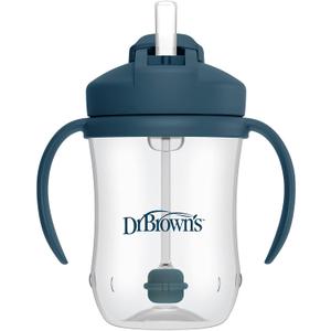 Dr. Brown's Milestones Baby's First Straw Cup, Training Cup with Weighted Straw, 9 oz/270 mL, BPA-free, 6m+, Dark Blue, 1-Pack