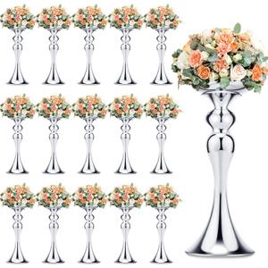 Sadnyy 16 Pcs Metal Flower Arrangements Stand Metal Wedding Centerpiece Stand Tall Table Decor Flower Vase for Wedding Reception Centerpieces Event Party Hotel Home Decor(12.6 Inch,Silver)