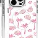 DAIZAG Case for iPhone 16 Pro, [Compatible with MagSafe],Pink Seashells Palm Trees Beach Phone Case for Women Girls Magnetic Clear Cover Case for iPhone 16 Pro