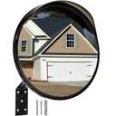 YOUEON 12 Inch Acrylic Convex Mirror, Security Mirror for Garage, Driveway, Parking Lots, Store and Warehouse, Round Traffic Mirror for Indoor & Outdoor, Angle Adjustable Convex Blind Spot Mirror