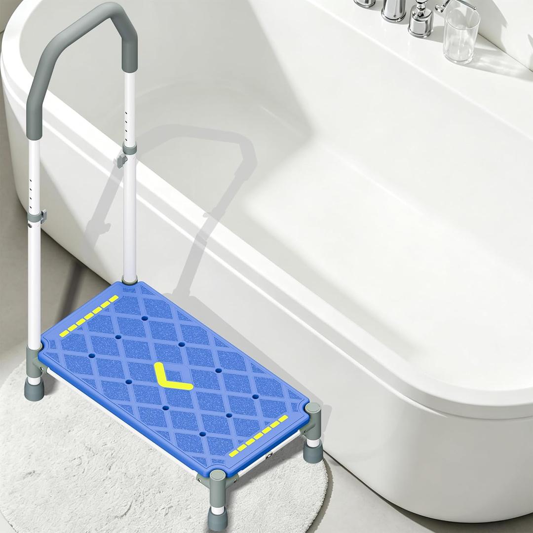 22 Inch Extra Long Step Stool with Handle for Elderly(1 Step Blue)