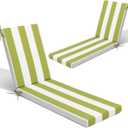 Crestlive Products Chaise Lounge Cushions Set of 2, Outdoor Cushions for Patio Furniture, Water Resistant Lounge Chair Cushion for Pool, Deck, Lawn, 72''L x 21''W, Green White Stripe