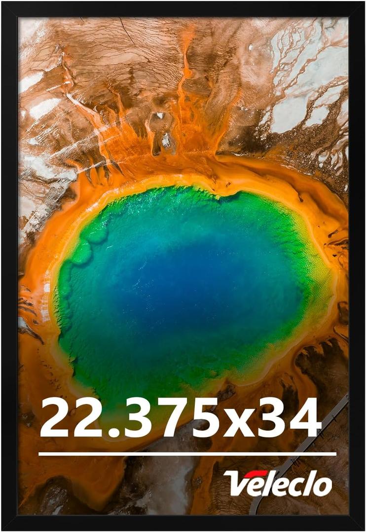 22.375x34 Picture Frame for Wall Display, 22.375x34 Black Picture Frame with Shatter Resistant Plexiglass, Stable and Sturdy 22.375 x 34 Poster Frame for Wall Display, Gift Collection, 1 Pack