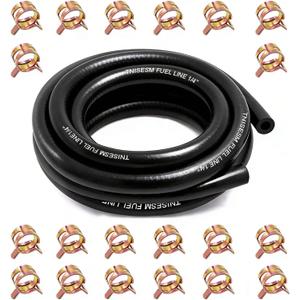 Tnisesm 1/4 Inch ID Fuel Line Hose 10 Feet + 20Pcs 2/5" ID Hose Clamps for Kawasaki Kohler Briggs & Stratton Small Gas Diesel Powersports Engines and Generators