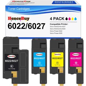 Remanufactured 6022 Toner Cartridge Replacement for Xerox WorkCentre 6027 6025, Phaser 6022 6020 (106R02759-Black,106R02756-Cyan,106R02757-Magenta,106R02758-Yellow , 4 Pack)