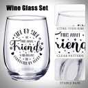 Irenare 4 Pcs 15 oz Friends Wine Glasses Set, Friend Friendship Gifts for Women Friends, Stemless Wine Glasses for Birthday Galentines Gift for Women, Sister, Mom, Grandma, Nana, Her