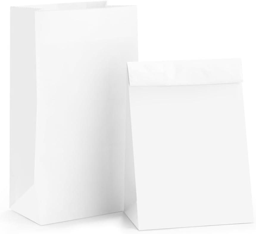 BagDream Paper Lunch Bags 4lb 100Pcs Kraft White Snack Bags Bulk, for Craft, Lunch, Bread, Sandwich, Candy, Treats, 5x2.95x9.45 Inches Recyclable Small Paper Sacks