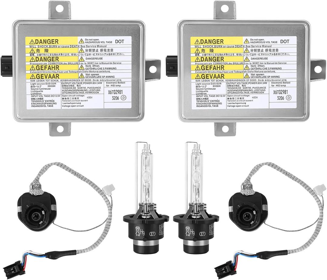 W3T19371 2PCS Xenon HID Headlight Ballast with Igniter & D2S Bulb Replacement for Acura TL TSX ILX ZDX RDX Honda Odyssey Mazda 3 5 CX-9 Mitsubishi Outlander Lancer - Replaces W3T15671 W3T16271