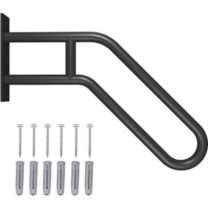 Hand Rails for Outdoor Steps Stair Railing Indoor Rail Metal Heavy Duty Non-Slip 1-3 Step Wall Mount Grab Bars U-Shape Safety Handle Garage Porch Courtyard Doorways (23") (1 Pack 23")