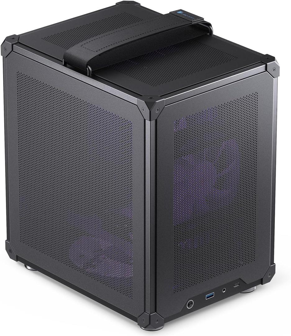 JONSBO C6 Handle Black Mini MATX Mesh Case,Simple Compact Desktop Micro ATX Chassis,Upper Cover/Side Panel Tool-Free Open pc case, ATX Power Bite (L185mm Max.),Support 75mm CPU Cooler,GPU200-255mm
