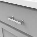 Hickory Hardware 1 Pack Solid Core Kitchen Cabinet Pulls, Luxury Cabinet Handles, Hardware for Doors & Dresser Drawers, 3 Inch Hole Center, Chrome, Piper Collection
