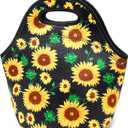 Neoprene Lunch Bag for Women Insulated Lunch Tote Bags Washable Lunch Container Box for Work Picnic Lightweight Meal Prep Bags for Men (Sunflower leaf)