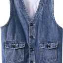 LONGBIDA Men's Denim Vest Casual Slim Fit Sleeveless Jacket Outdoor Jean Vests (X-Large, Blue)