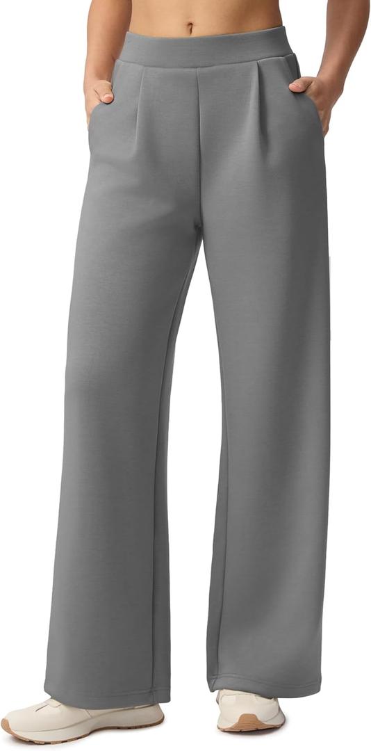 Wide Leg Pants for Women High Waist Relaxed Dress Pants with Pockets 30" (XXL)