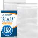 Spartan Industrial - 13" X 18" Plastic Zip Bags (6 Mil, 100 Count) - Extra Heavy-Duty Zip Bags for Clothing, Tools, Storage - Resealable Lock Seal Zipper