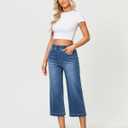 GRAPENT Capri Jeans for Women Wide Leg High Waisted Effortless Flow Pull On Stretchy Denim Elastic Waist Pants with Pockets, Size XL
