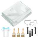 9 Pcs Fiberglass Cloth with Rollers Kit, 12 ft x 50 Inches 1708 Biaxial Fiberglass Cloth Roll, Fiber Glass Roller with Brushes and Glove, Fiber Glass Repair Kit for Shower Boat Tub