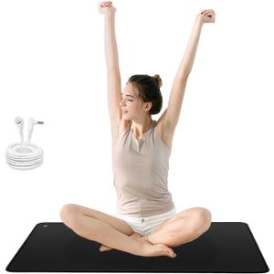 Grounding Mat for Feet,Conductive Carbon Grounding Pad for Health,Earth Connected Grounding Bed Mat with Grounding Cord(13 * 23.6inch)