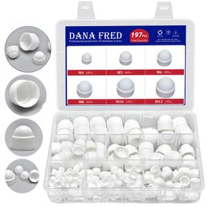 197 Pieces White PE Bolt Covers Screw Caps White Bolt Nut Protective Cap Bolt Cover Screw Caps Hex Cap Plastic Nut Assortment Kits Nylon Insert Locknut for Screws Bolts M4 M5 M6 M8 M10 M12