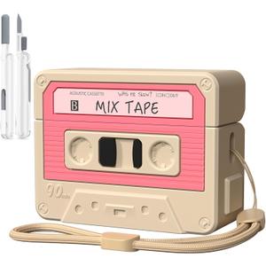 AirPods Pro 3 Case Cover, KOREDA Funny Cassette Tape Design Case for Airpods Pro 3rd Generation 2025, Cute Cartoon Fashion Silicone Protective Case for Women Men (Cinnamon Powder)