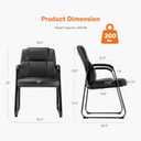 Sweetcrispy Waiting Room Guest Chair, Stationary Office Reception Chairs No Wheel, Comfy Padded Arms and Seld Base, for Conference Room Lobby Home Computer Desk Bedroom Elderly, Deep Black