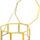 Glass Vintage Jewelry Box, Golden Geometric Jewelry Display Organizer Box Vanity Lidded Box Home Decor Accent Decorative Box for Storage Trinket Rings Bracelet
