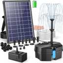 POPOSOAP Solar Pond Filter Built-in 3000mAh Battery Backup, 8W Solar Pond Filter with Water Pump, Pond Filter with Water Shortage Protection & Clear Tubing for Ponds Fish Tank Bird Bath Garden