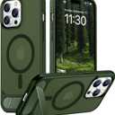 Temdan Magnetic Compatible with iPhone 14 Pro Case, [Built-in Invisible Kickstand][Compatible with MagSafe] [Military Grade Shockproof] Slim Translucent Matte Phone Case for iPhone 14 Pro 6.1" (Green)