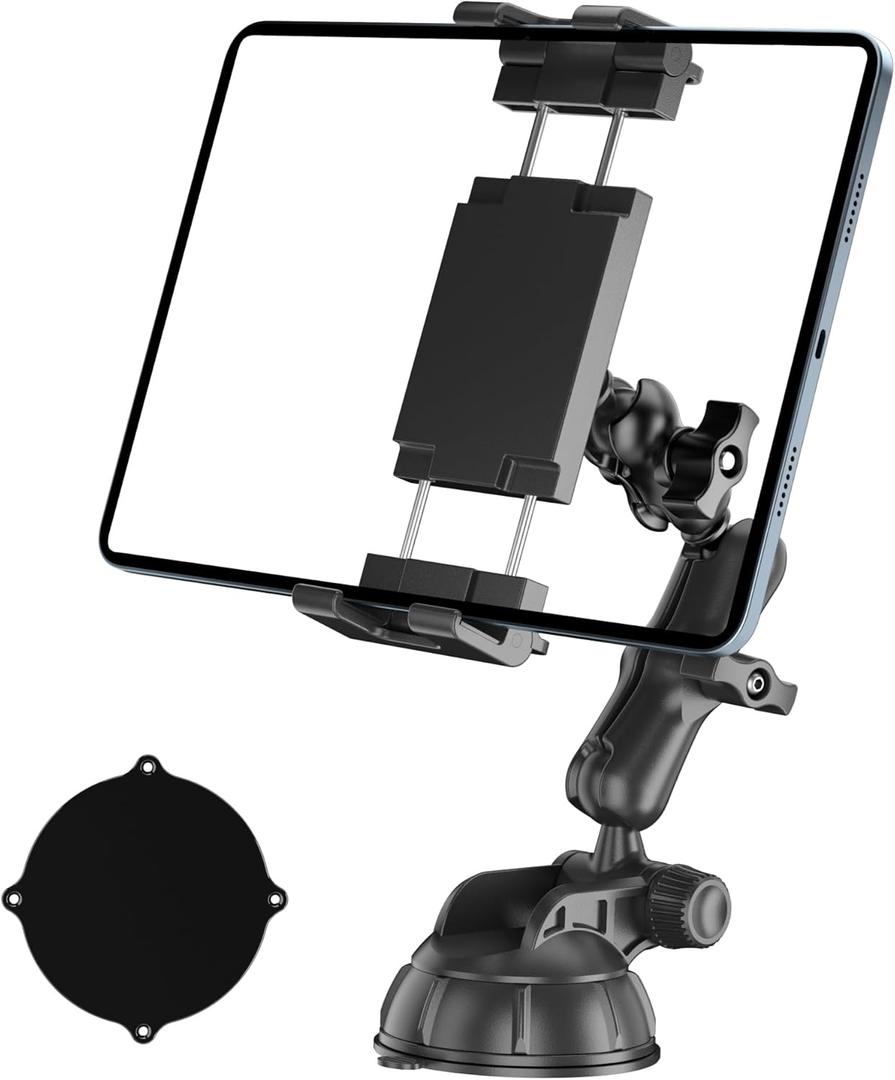 PLDHPRO Tablet Car Mount for Dashboard & Windshield, Heavy Duty iPad Holder for Truck, 360 Adjustable Suction Cup Stand Fits 5.115.6 Tablets & Phones, Stable for GPS & Road Trips