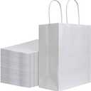 BAG BOX Gift Paper Bags With Handles - Kraft Shopping Bags for Small Business, Grocery, Birthday Party Supplies - White 90 Pieces