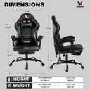 Gaming Chair for Adults with Pocket Spring Cushion, Ergonomic High Back Computer Chair with Footrest and Lumbar Support, Adjustable Height 360° Swivel Recliner, Black, Leather
