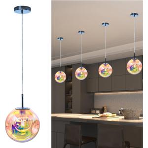 Modern Glass Globe Pendant Light, Colorful Lava Irregular Shape Adjustable Hanging Ceiling Lighting for Kitchen Island Farmhouse Restaurants, 9.84 inch
