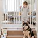 Babelio Baby Gate for Stairs & Doorways, 26-43" W 34" H Extra Tall| No Bottom Bar| Easy Installation| One-handed Operation| Auto-close| Hardware Mount (Drill Needed) Safety Dog/Pet Gate Indoor (White)