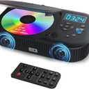 CD Player Portable,MONODEAL Dual Stereo Speakers Portable CD Player with Bluetooth Speakers, 4000mAh Rechargeable Player for Car/Home with Remote Control, Support USB/AUX,Headphone Jack (Black)