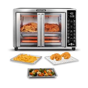 Gourmia French Door Air Fryer 25 Qt Large Capacity Convection Oven, Fryfroce 360, Digital Display with 17 Cooking Presets, Bake, Toast, Roast, Dehydrate, Fits 12 Pizza, 25 Quart