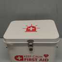 Kamehame First Aid Box, Keep Calm First Aid Medicine Storage Bin with Lid, Vintage Metal First Aid Organizer Empty Box for Home Emergency Tool Set, Latch Closure, Removable Tray and Side Handles