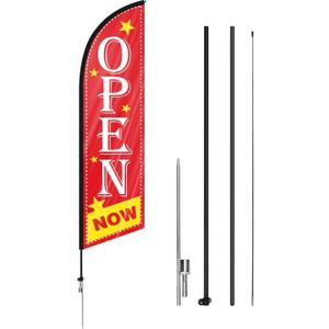Now Open Flag Open Feather Flag Pole Kit for Business Advertising Outside Includes 1 Open Flag Pole Grand Opening Flags Custom Banners for Open Themed Business Banner Outside