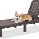DIMAR GARDEN Outdoor Chaise Lounge,Resin Pool Lounge Chair Waterproof Recliner,Mocha