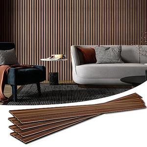 Art3d 4-Piece Wood Slat Acoustic Panels for Stylish Decor and Noise Reduction, 3D Textured Panel for Ceiling and Wall, Walnut