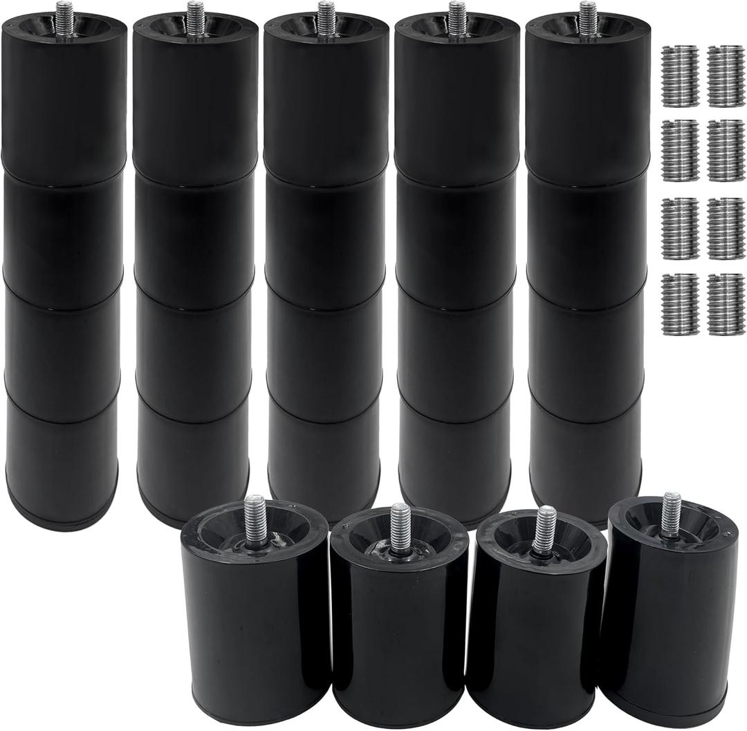 12 Inch 6 Pcs Adjustable Bed Base Frame Support Legs Compatible with M8 M10 Threading Sofa Furniture Foot Replacement