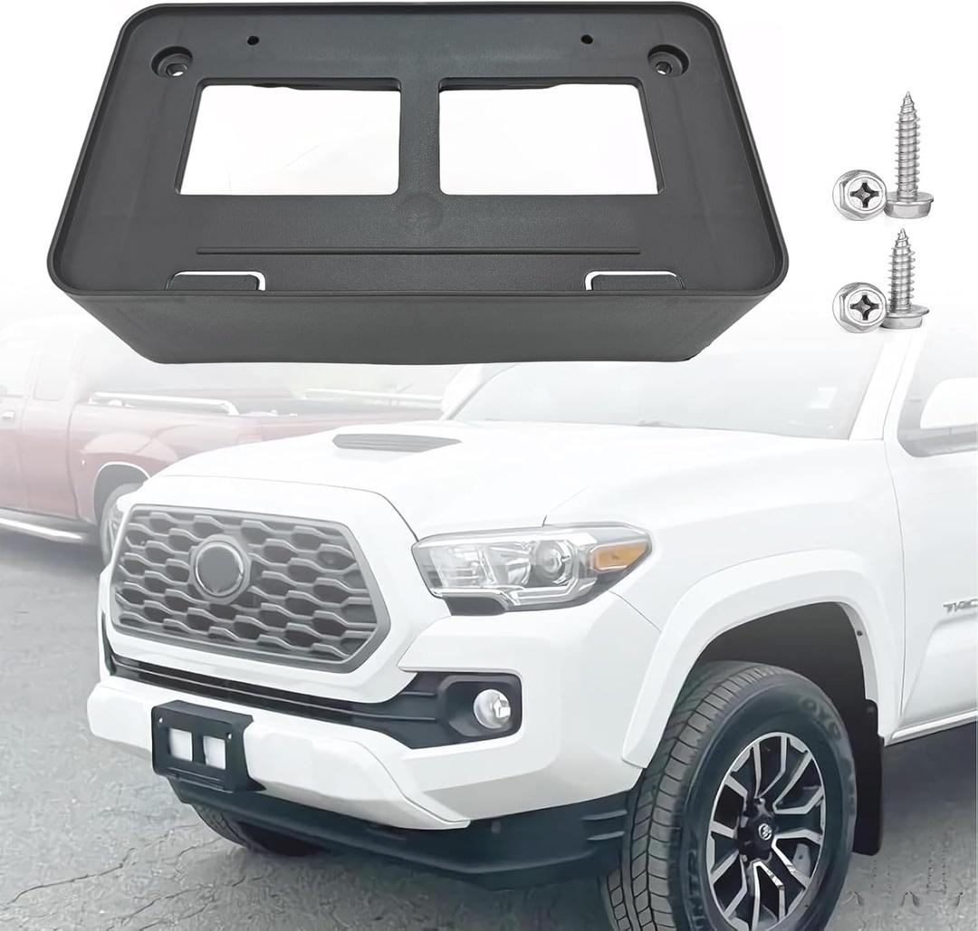 Front License Plate Frame for Toyota Tacoma 2016 2017 2018 2019 2020 2021 2022 2023 Front Bumper License Plate Holder Mounting Bracket Cover Replace # 7510104010 TO1068134