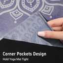 Hot Yoga Mat Towel with Corner Pockets Yoga Towels for Hot Yoga Non Slip with Travel Bag Sweat Absorbent Yoga Blankets Mat Cover for Workout Gym 70"x26" (Blue Flower-02, 70x26)